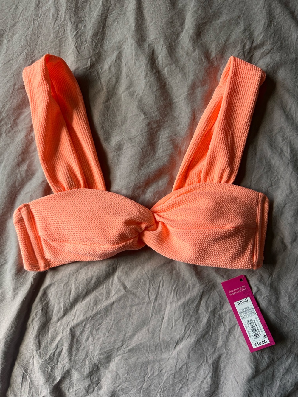 Xhilaration Peach Textured Bandeau Bikini Swim Top